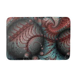 Abstract Vivid Fantasy Fractal Art Brown Blue Bath Mat