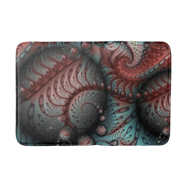 Abstract Vivid Fantasy Fractal Art Brown Blue Bath Mat (Front)