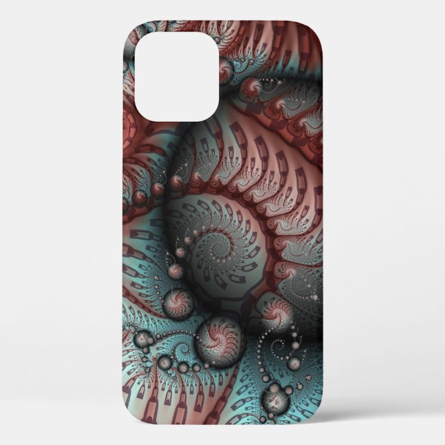 Abstract Vivid Fantasy Fractal Art Brown Blue Case-Mate iPhone Case (Back)