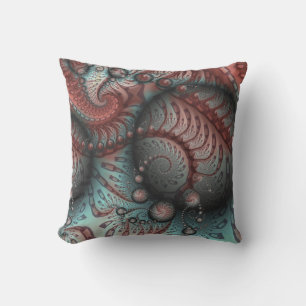 Abstract Vivid Fantasy Fractal Art Brown Blue Cushion
