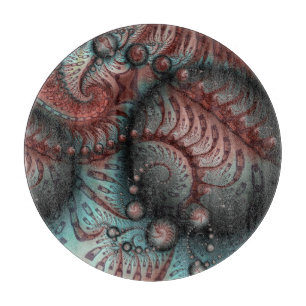 Abstract Vivid Fantasy Fractal Art Brown Blue Cutting Board