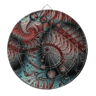 Abstract Vivid Fantasy Fractal Art Brown Blue Dartboard