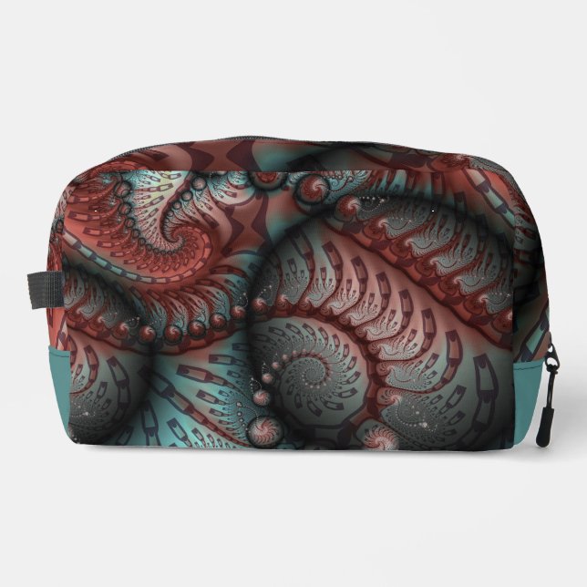 Abstract Vivid Fantasy Fractal Art Brown Blue Dopp Kit (Front)