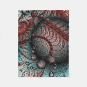 Abstract Vivid Fantasy Fractal Art Brown Blue Fleece Blanket