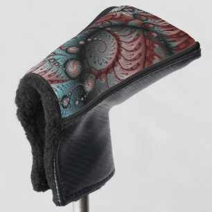 Abstract Vivid Fantasy Fractal Art Brown Blue Golf Head Cover