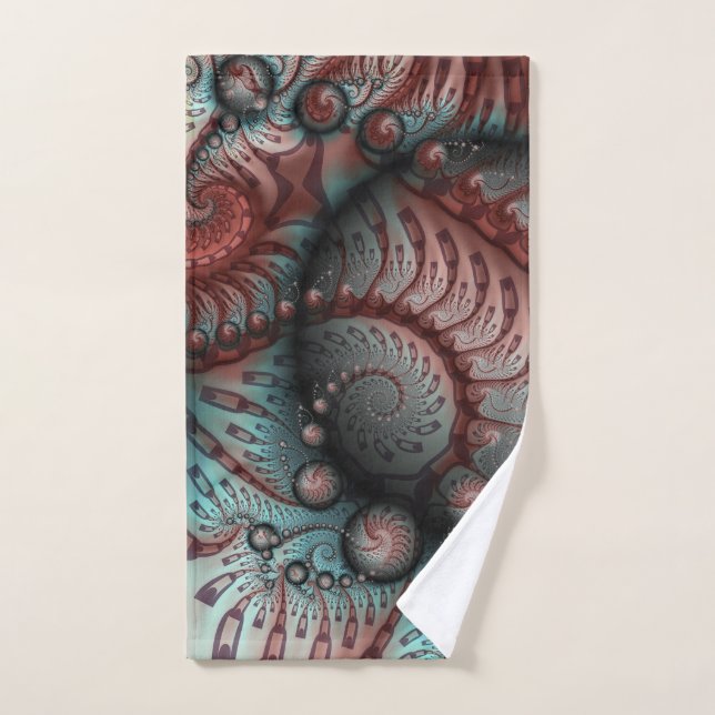 Abstract Vivid Fantasy Fractal Art Brown Blue Hand Towel (Hand Towel)