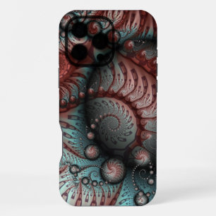 Abstract Vivid Fantasy Fractal Art Brown Blue iPhone 16 Pro Max Case