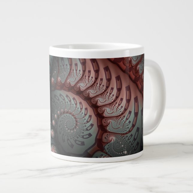 Abstract Vivid Fantasy Fractal Art Brown Blue Large Coffee Mug (Front Right)