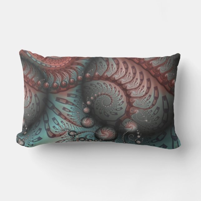 Abstract Vivid Fantasy Fractal Art Brown Blue Lumbar Cushion (Front)