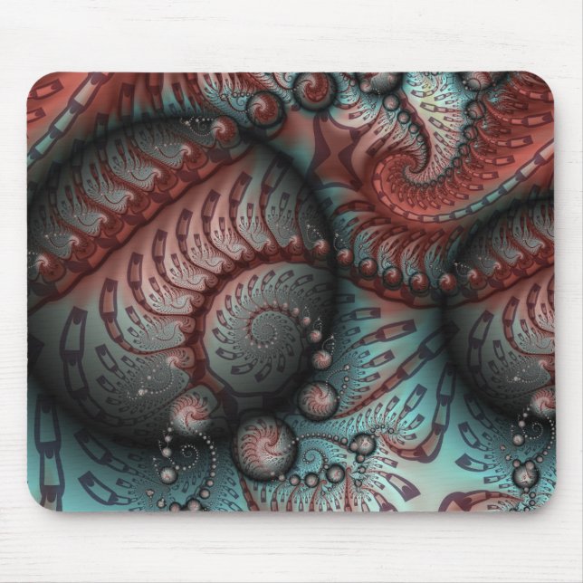 Abstract Vivid Fantasy Fractal Art Brown Blue Mouse Pad (Front)