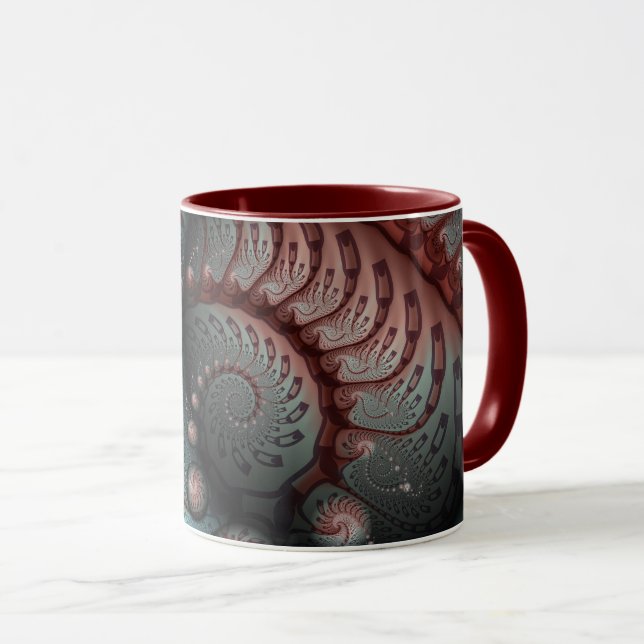 Abstract Vivid Fantasy Fractal Art Brown Blue Mug (Front Right)