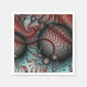 Abstract Vivid Fantasy Fractal Art Brown Blue Napkin
