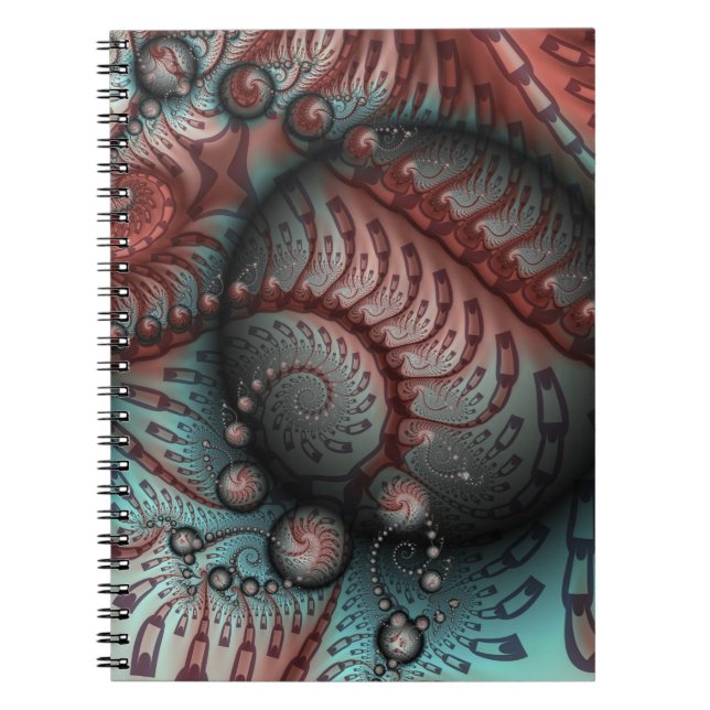 Abstract Vivid Fantasy Fractal Art Brown Blue Notebook (Front)
