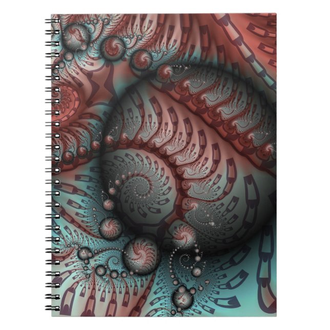 Abstract Vivid Fantasy Fractal Art Brown Blue Notebook (Front)
