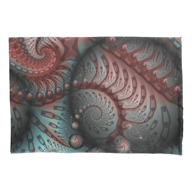 Abstract Vivid Fantasy Fractal Art Brown Blue Pillowcase (Front)