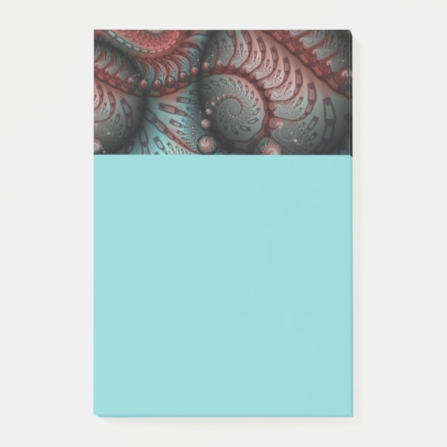 Abstract Vivid Fantasy Fractal Art Brown Blue Post-it Notes (Front)
