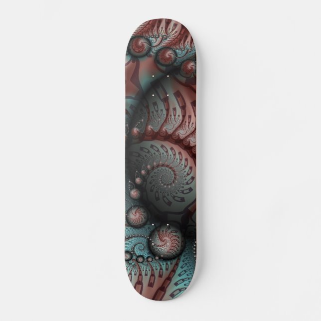 Abstract Vivid Fantasy Fractal Art Brown Blue Skateboard (Front)