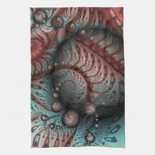 Abstract Vivid Fantasy Fractal Art Brown Blue Tea Towel