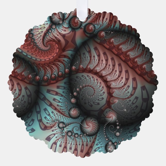 Abstract Vivid Fantasy Fractal Art Brown Blue Tree Decoration Card (Front)