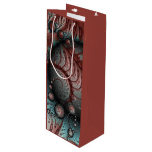 Abstract Vivid Fantasy Fractal Art Brown Blue Wine Gift Bag