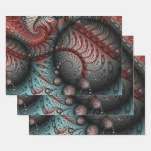 Abstract Vivid Fantasy Fractal Art Brown Blue Wrapping Paper Sheet