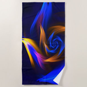 Abstract Vortex Shape Blue Orange Beach Towel