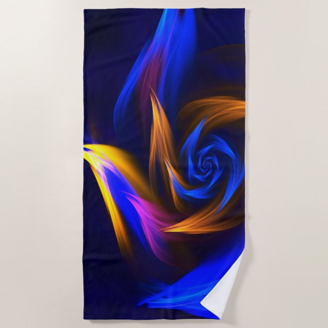 Abstract Vortex Shape Blue Orange Beach Towel (Front)