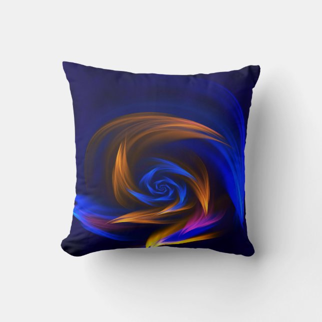 Abstract Vortex Shape Blue Orange Cushion (Front)
