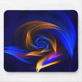 Abstract Vortex Shape Blue Orange Mouse Pad