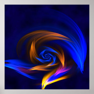 Abstract Vortex Shape Blue Orange Poster
