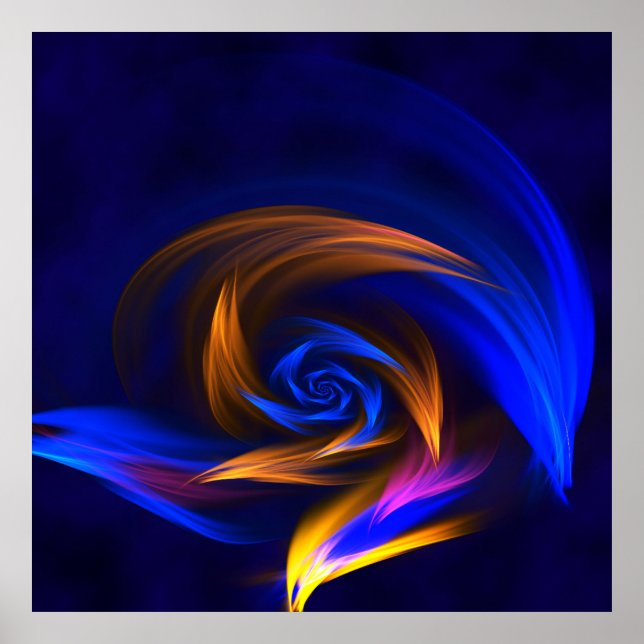 Abstract Vortex Shape Blue Orange Poster (Front)