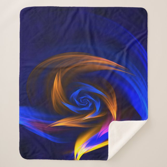 Abstract Vortex Shape Blue Orange Sherpa Blanket (Front)