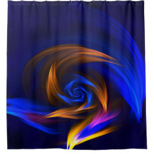 Abstract Vortex Shape Blue Orange Shower Curtain