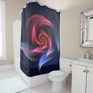 Abstract Vortex Shape Red And Blue Shower Curtain