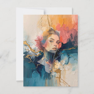 abstract wall art,modern art print,female portrait postcard