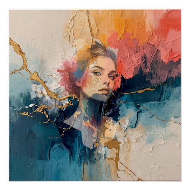abstract wall art,modern art print,female portrait poster (Front)