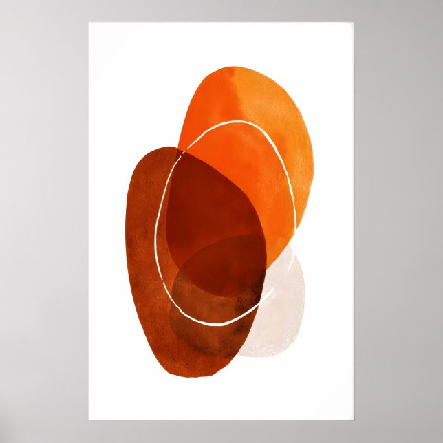 Abstract Wall Art Print Orange and Brown Ovals (Front)