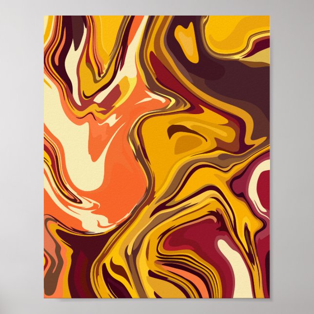 Abstract Warm Colour Fluid Art Poster (Front)