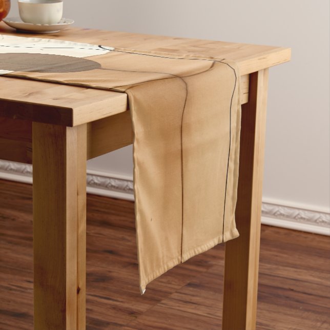 Abstract Warm Minimalist rustic Layers Short Table Runner (In Situ)