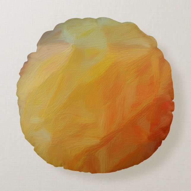 Abstract Warmth: Impressionist Mosaic Round Cushion (Front)