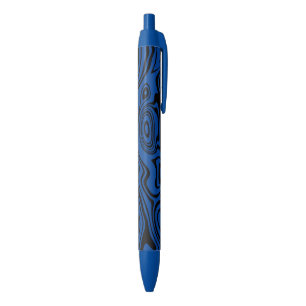 Abstract Warped Black & Blue Lines - Customisable Ink Pen