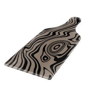 Abstract Warped Black & Brown Lines - Customisable Cutting Board