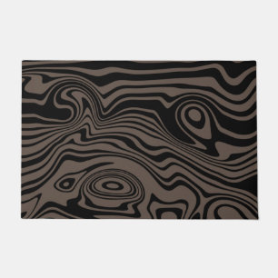 Abstract Warped Black & Brown Lines - Customisable Doormat