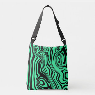 Abstract Warped Black & Green Lines - Customisable Crossbody Bag