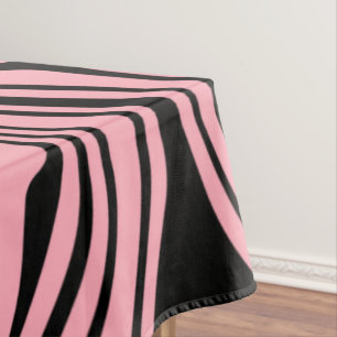 Abstract Warped Black & Pink Lines - Customisable Tablecloth