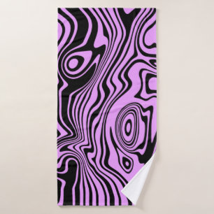 Abstract Warped Black & Purple Lines -Customisable Bath Towel