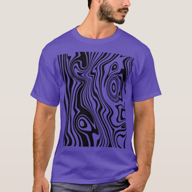 Abstract Warped Black & Purple Lines -Customisable T-Shirt (Front)