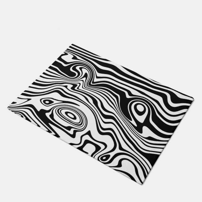 Abstract Warped Black White Doormat - Customisable (Angled)