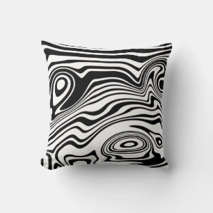 Abstract Warped Black & White Lines - Customisable Cushion