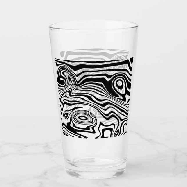 Abstract Warped Black & White Lines - Customisable Glass (Front)